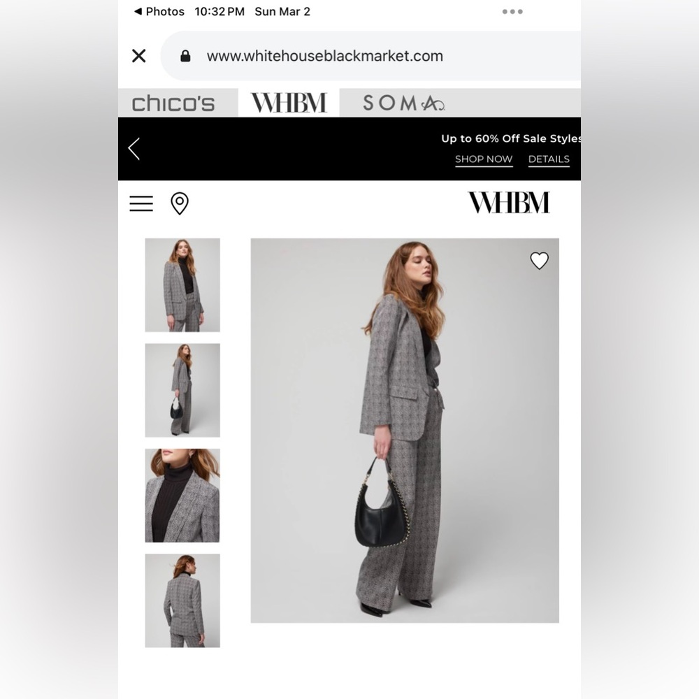 White House Black Market Gray Blazer Classic Tailored Fit and Trousers NWT